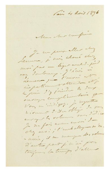 LAMOTHE LANGON (Etienne-Léon, baron de) 
Lettre autographe signée.
2 p. sur 1 bifeuillet...