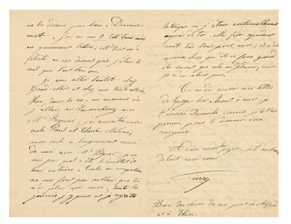 LOUYS (Pierre) 
Lettres autographe signée.
Jeudi 12 octobre [1882].
4 p. sur 1 bifeuillet...