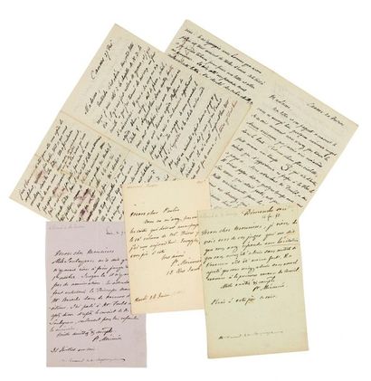 MERIMEE (Prosper) 
Réunion de six lettres autographes.
[1851-1867].
Belle réunion...