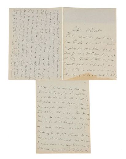 PROUST (Marcel) 
Lettre autographe à Albert Flament.
19 mars 1919.
7 p. sur 2 bifeuillets...