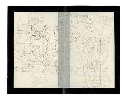 PROUST (Marcel) Dessins autographes. [c. 1903-1906]. 4 p. in-12 (17,8 x 11,8 cm),...
