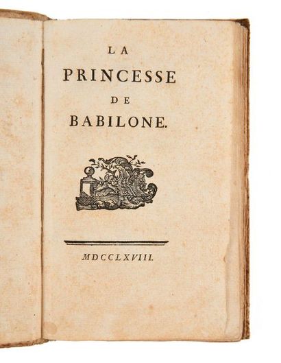 [VOLTAIRE] 
La Princesse de Babylone.
S. l. n. d. [1768].
In-8 (21 x 13 cm), cartonnage...