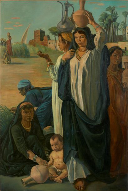  Émile BERNARD 1868-1941
Femmes et enfants au bord du Nil - 1897
Huile sur toile
Signée,... Gazette Drouot
