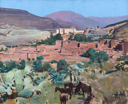 Jacques MAJORELLE 1886-1962
Asni, vue du village, vallée d'Al-Haouz, circa 1950-1951
Huile... Gazette Drouot