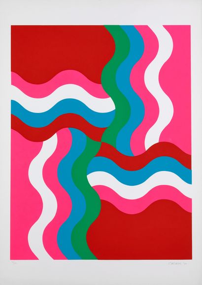  Mohamed MELEHI 1936-2020
Composition, 1970
Lithographie couleurs sur papier
Signé... Gazette Drouot