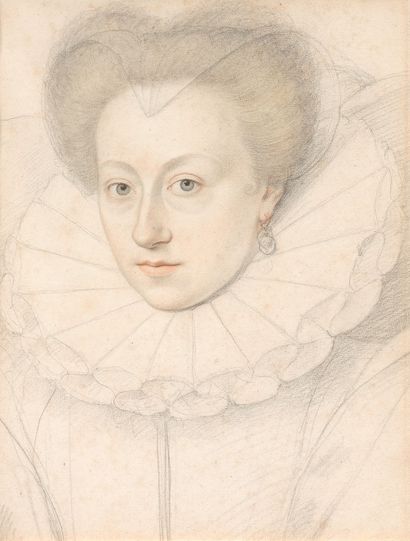  Attribué à Etienne DUMONSTIER Paris, vers 1540 - 1603
Portrait de femme en buste,... Gazette Drouot