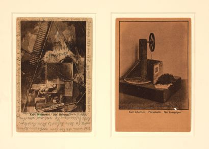  Kurt SCHWITTERS Deux cartes postales.
1924.
2 cartes postales illustrées dont une... Gazette Drouot