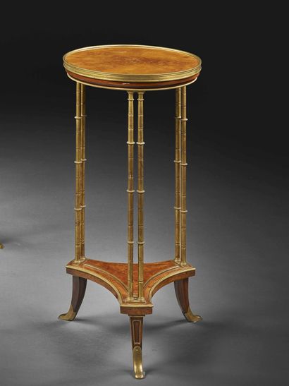  GUERIDON OF LOUIS XVI STYLE Based on a model by Adam Weisweiler
In burr elm and... Gazette Drouot