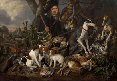  Carstiaen LUYCKS Anvers, 1623 - 1658
Gentilhomme chasseur avec sa meute de chiens... Gazette Drouot