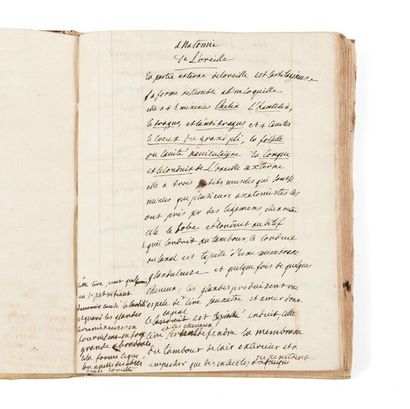 ÉMILIE DU CHÂTELET (1706-1749) «Anatomie de l'oreille» [suivi de:] «Anatomie de l'oeil»...