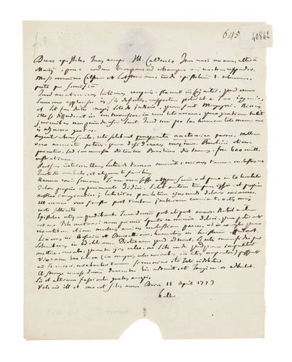 ALBRECHT VON HALLER (1708-1777) Lettre autographe signée, en latin, à M. Antonio...