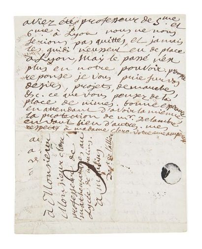 ANDRÉ-MARIE AMPÈRE (1775-1836) Lettre autographe signée
Lyon, 28 octobre 1804 4 p....