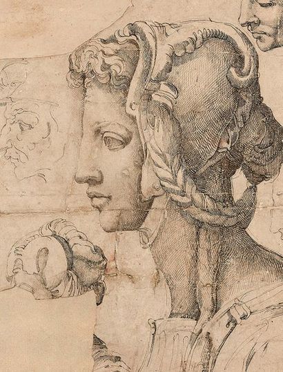 GIOVANNI BATTISTA FRANCO, DIT IL SEMOLEI (VERS 1510-1561) Tête idéale de profil,...