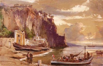 Giacinto Gigante (1806-1876) Sorrente; le départ pour la pêche

Aquarelle
Localisé,...