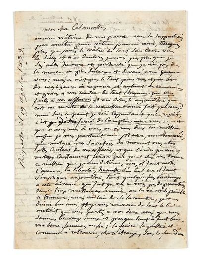 JEAN DOMINIQUE INGRES (1780-1867) Lettre autographe signée
[Rome, autour du 19 août...