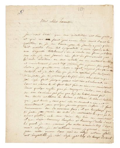 Gustave Courbet (1819-1877) Lettre autographe signée
Besançon, 9 décembre 1837
3...