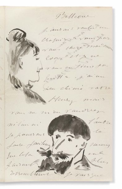 Edouard MANET (1832-1883) Lettre autographe signée «Ed. Manet» à Eva Gonzalès avec...