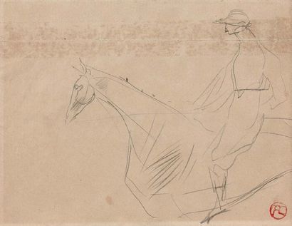 Henri de TOULOUSE-LAUTREC (1864-1901) Le jockey
Crayon sur papier
15,50 x 20,50 cm

Cachet...