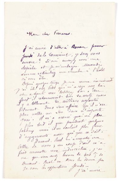 Paul GAUGUIN (1848-1903) Lettre autographe signée à Camille Pissarro
[S.l.n.d.]
2...