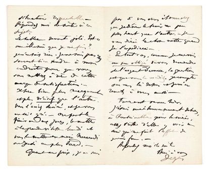 Edgar DEGAS (1834-1917) Lettre autographe signée
[S.l.], 6 novembre
4 p. sur 1 double...