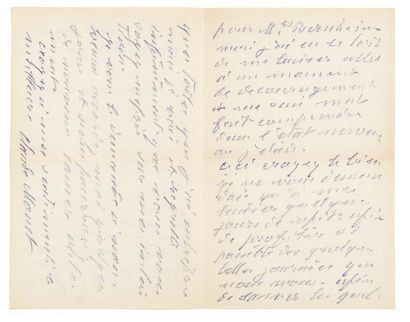 Claude monet (1840-1926) Lettre autographe signée
Giverny, 21 août 1920
3 p. sur...