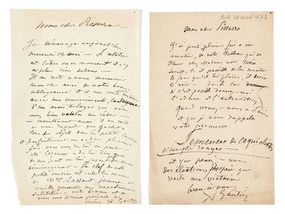 ARMAND GAUTIER (1825-1894) Réunion de 3 lettres autographes signées à Camille Pissarro...