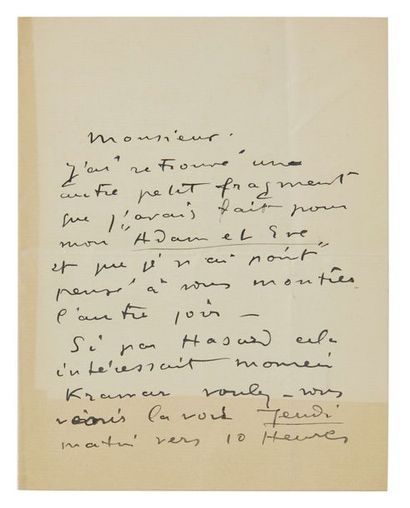 Othon FRIESZ (1879-1949) Réunion de 2 lettres autographes signées et 1 manuscrit...