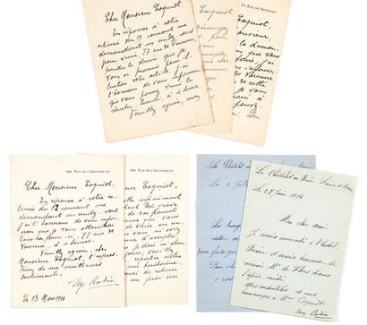 Auguste RODIN (1840-1917) Réunion d'un manuscrit autographe et d'une correspondance...