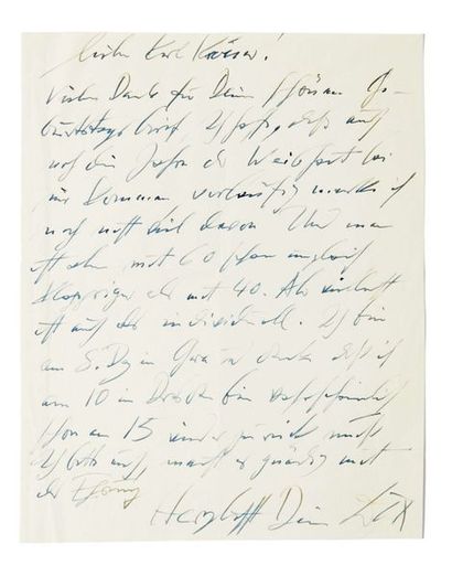 Otto DIX (1891-1969) Lettre autographe signée, en allemand
[S.l.n.d.]
1 p. sur 1...