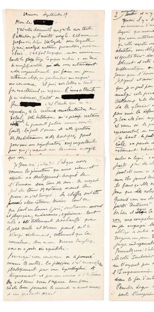 Fernand LÉGER (1881-1955) Lettre autographe signée
Vernon, septembre [19]19
Ens....