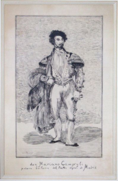 Édouard MANET (1832-1883)
Le baïlarin (Don Mariano Camprubi), 1862
Eau forte signée... Gazette Drouot