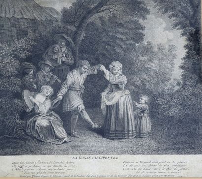  D'après Antoine WATTEAU (1684-1721), gravée
par Pierre DUPIN (1690-1751)
 La danse... Gazette Drouot