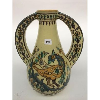 null Mabrouka ceramic vase of Nabeul by Pierre De Veclos Around 1930/40 with peacock...