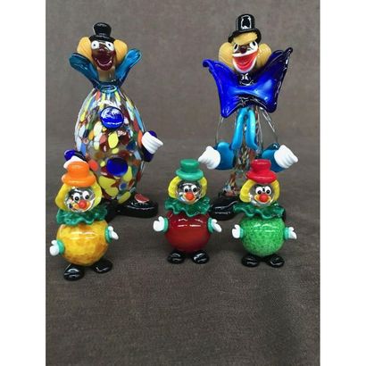 null SET OF 5 MURANO glass SUBJECTS representing clown characters. Height max. 1...
