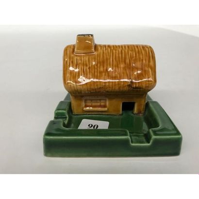 null SMOKING ASHTRAY. Chalet with a reed roof of the bourride vendéenne type. Polychrome...