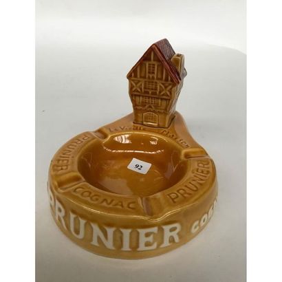 null SMOKING ASHTRAY. HB QUIMPER for COGNAC PRUNIER - Advertising ashtray in glazed...