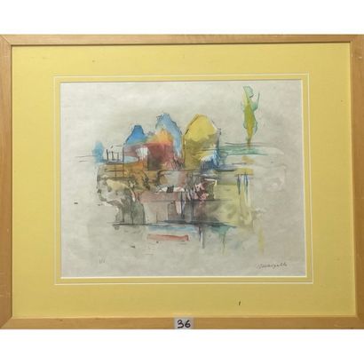 null MARZELLE Jean (1916-2005). "Landscape". Lithograph out of trade, signed in pencil...