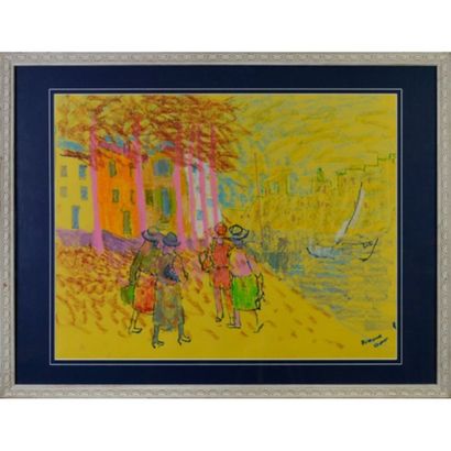 null BERT Yvonne (XXè). "The walk". Pastel signed lower right. With frame 64x84,...