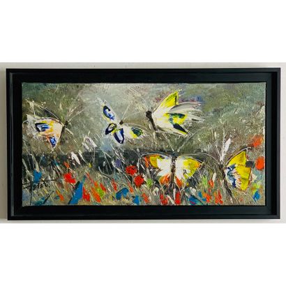 null PALMIERI Antonio (1946). "Butterflies". Oil on canvas signed lower left. With...