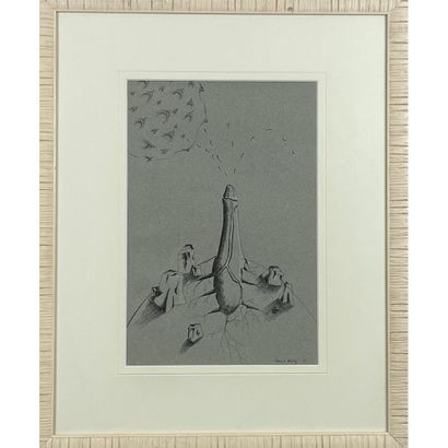 null KRIHIFF Edmond (1973). "Seeding". Drawing signed and dated 73 lower right. With...
