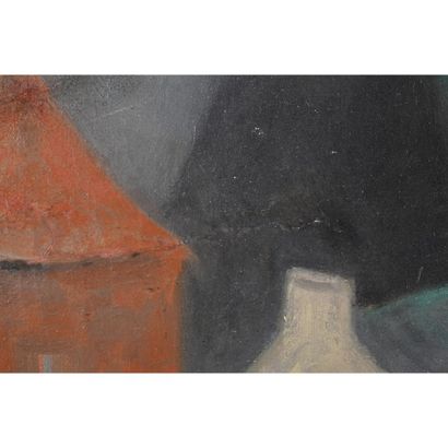 null METZINGER Jean. (1883-1956). « Village sous l’orage ». Huile sur toile signée...