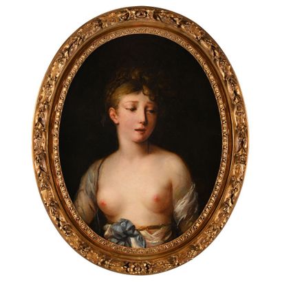 null Jacques Antoine VALLIN. (1760-1831). "Portrait of a young, slightly nude woman"....