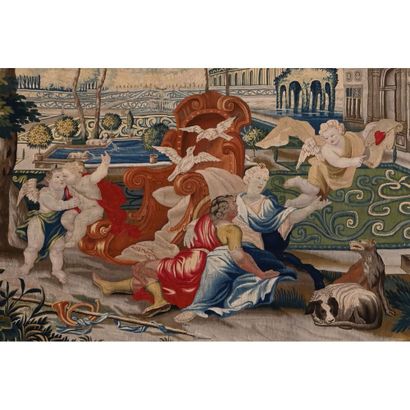 null Polychrome tapestry depicting Venus and Adonis. Probably English, early 18th...