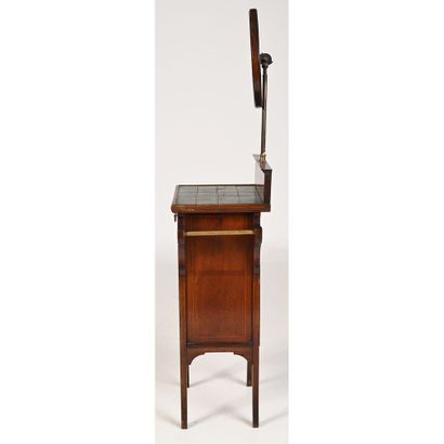 null TOILET FURNITURE IN THE VIENNOIS ART NOUVEAU SPIRIT in mahogany and light wood...