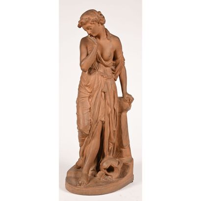 null A terracotta SUBJECT representing an allegory of water. A woman in the Antique...