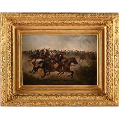 null HYON Georges Louis (1840-1909). "Cavalry Shock during the Franco-Prussian War"....