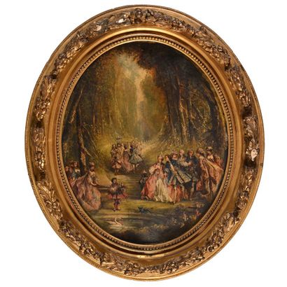 null DIAZ de la PENA Narcisse (1807-1876). "Country Revelry". Oil on card signed...