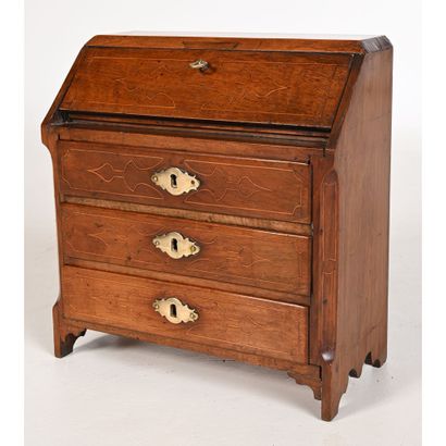 null ORIGINAL SMALL SCRIBAN DE MAITRISE chest of drawers in walnut with light wood...