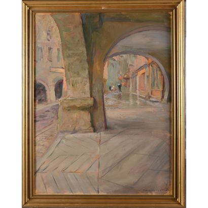 null JONAS Lucien (1880-1947). "Arcades in Sainte Claire". Oil on paper. H.61 L....