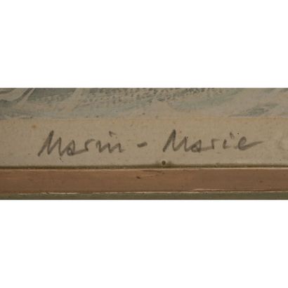 null MARIN Marie. "Tall Ship in a Stormy Sea". Lithograph on 200, signed lower left...